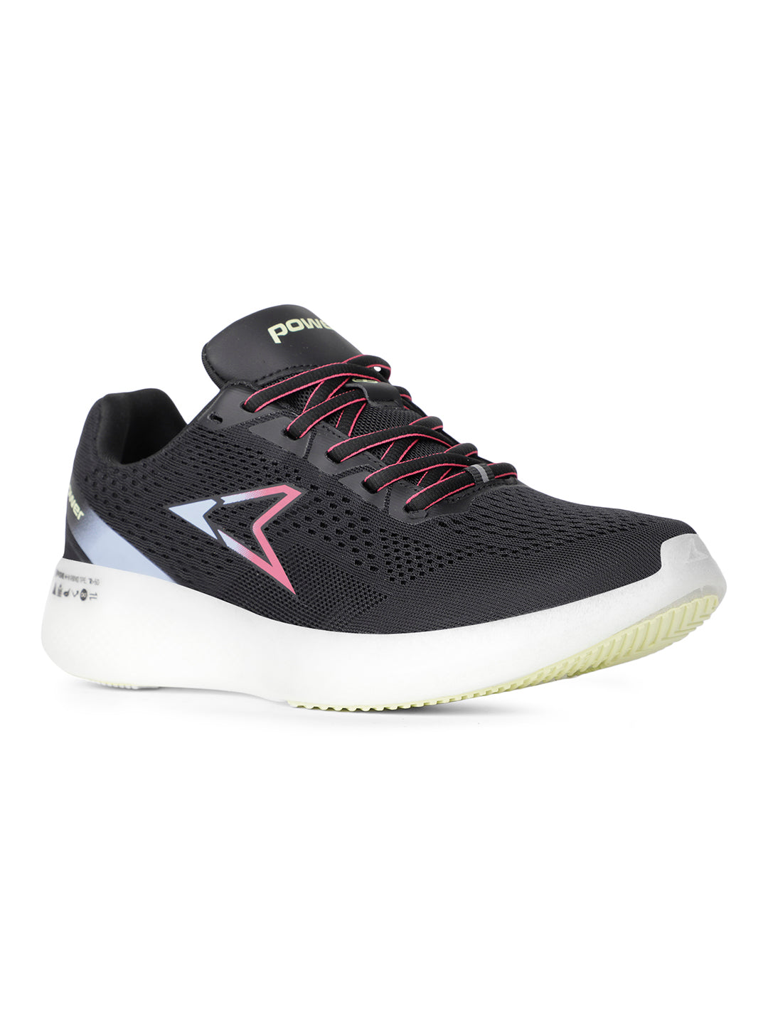 Power Women Black Lace-up Oxford Sports Shoes - Black - View 1
