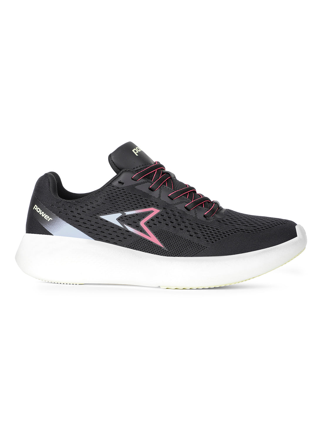 Power Women Black Lace-up Oxford Sports Shoes - Black - View 2