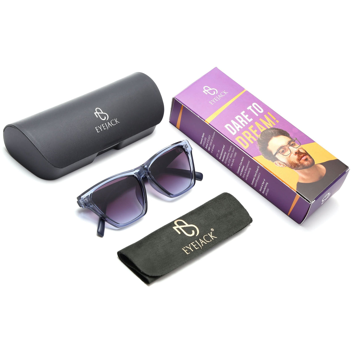Eyejack Blue Cateye Sunglasses for Men and Women - Style 1288 - detail view