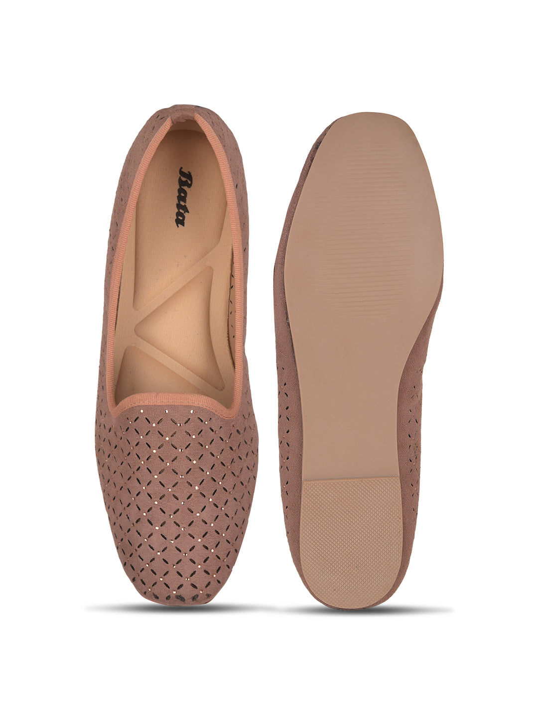 Bata Women's Nude Flat Ballerina Shoes - Nude