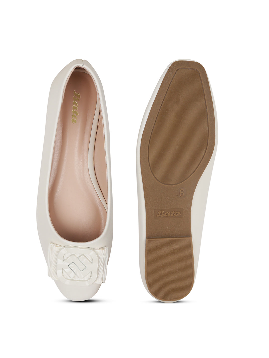 Bata Women Off White Casual Ballet Flat - Off White - View 4