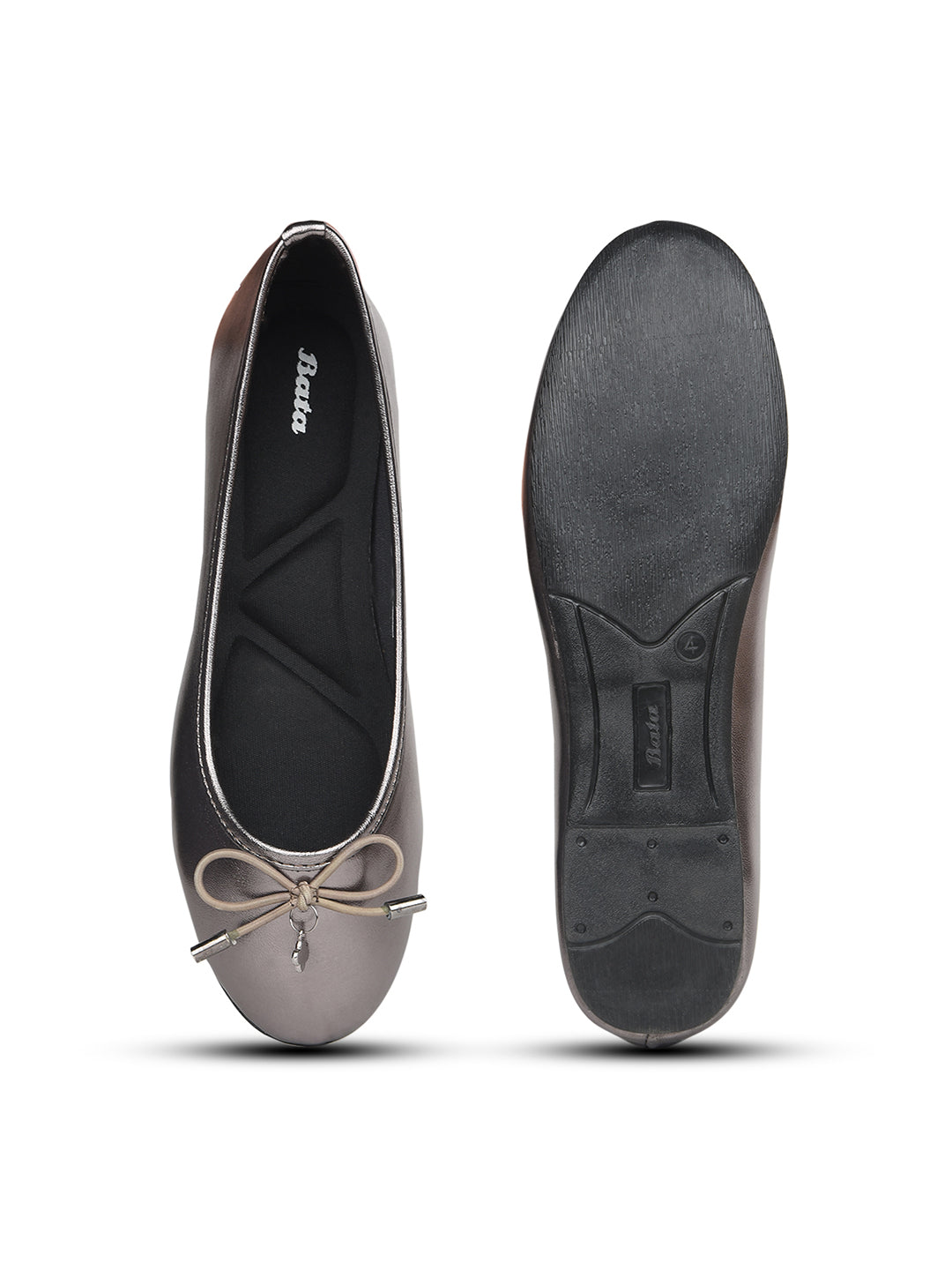 Bata Women Gunmetal Casual Ballet Flat - Gunmetal - View 4