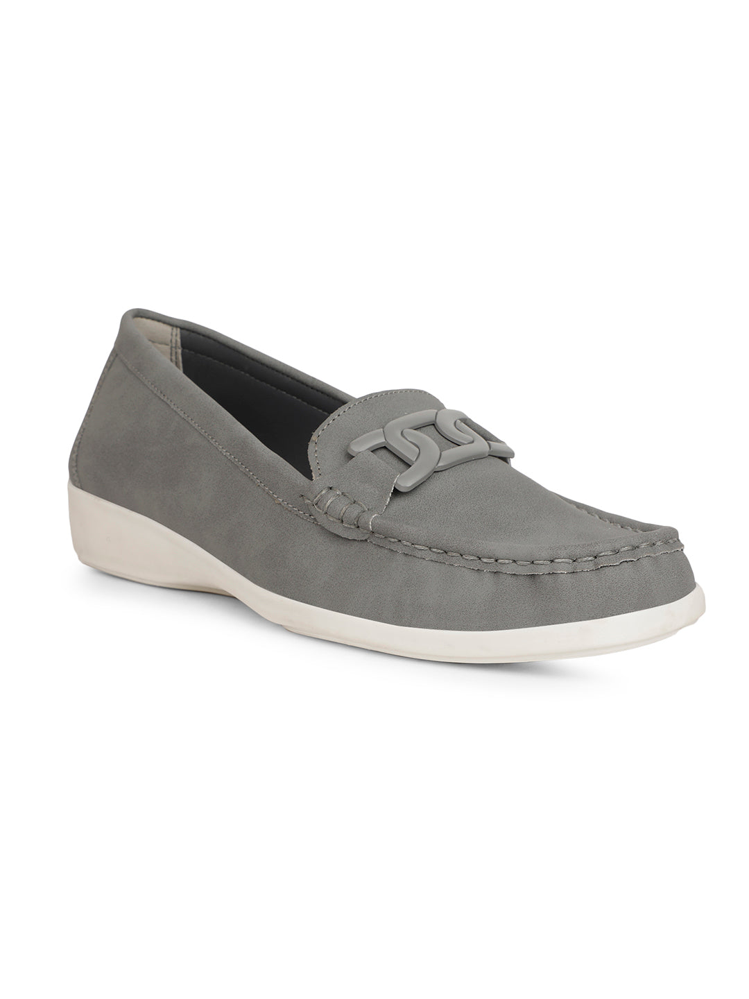 Bata Women Grey Casual Slip-on Loafers - Grey - View 1