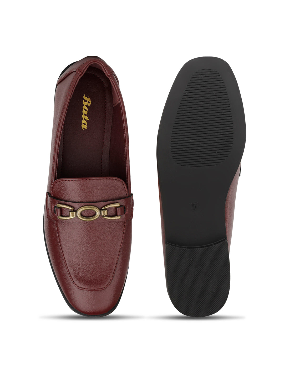 Bata Women Maroon Casual Slip-on Moccassins - Maroon - View 4