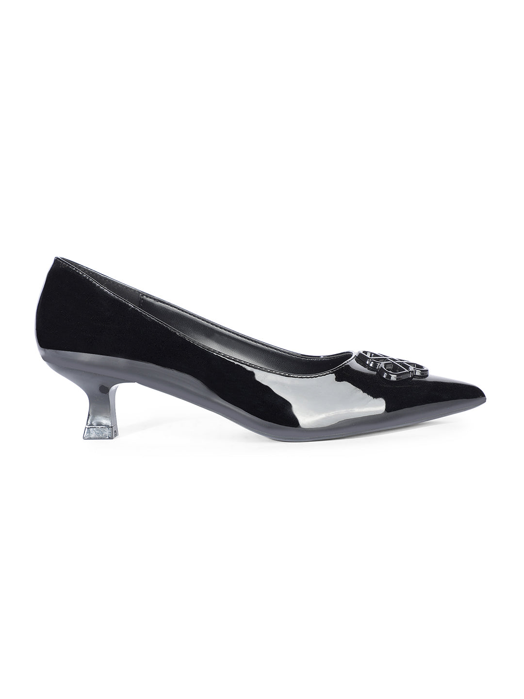 Bata Women Black Pointed-Toe Kitten Heel Pump - Black - View 2