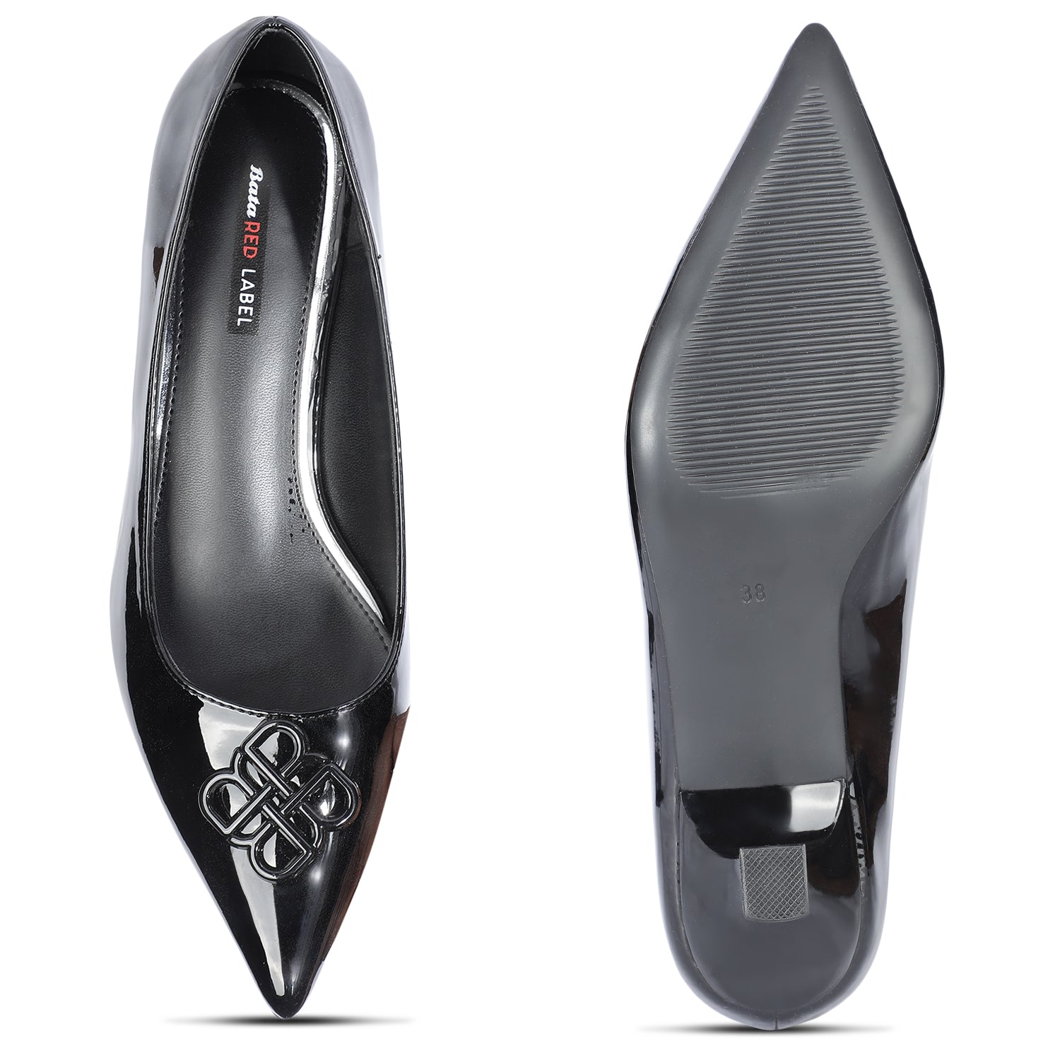 Bata Women Black Pointed-Toe Kitten Heel Pump - Black - View 4