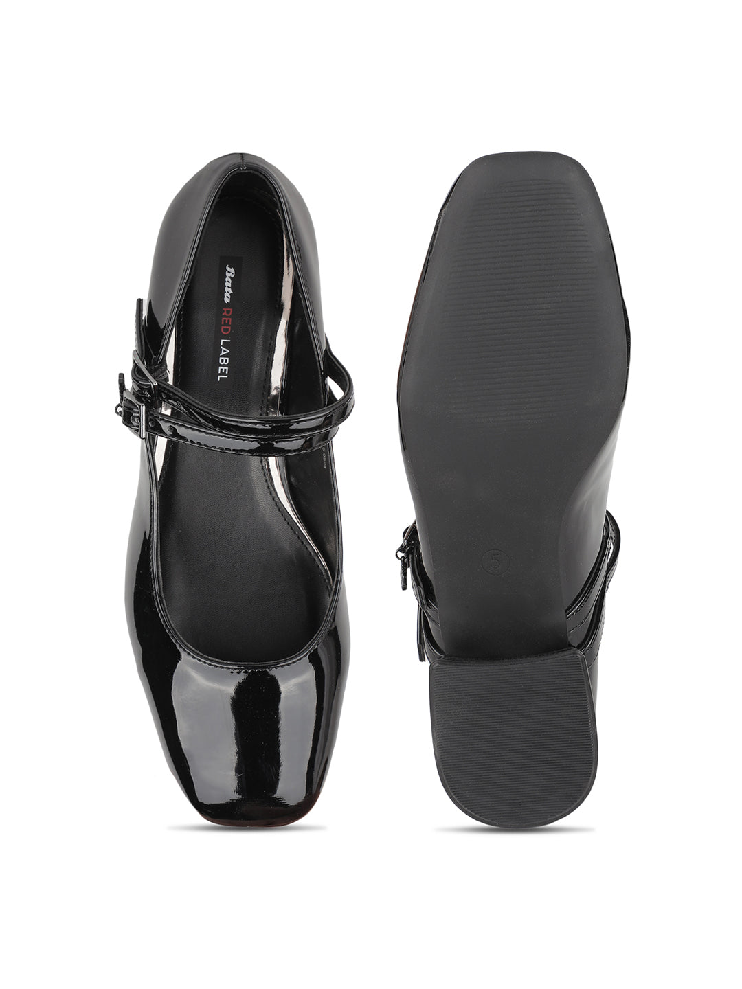 Bata Women Black Square Toe Block Heel Mary Jane - Black - View 4