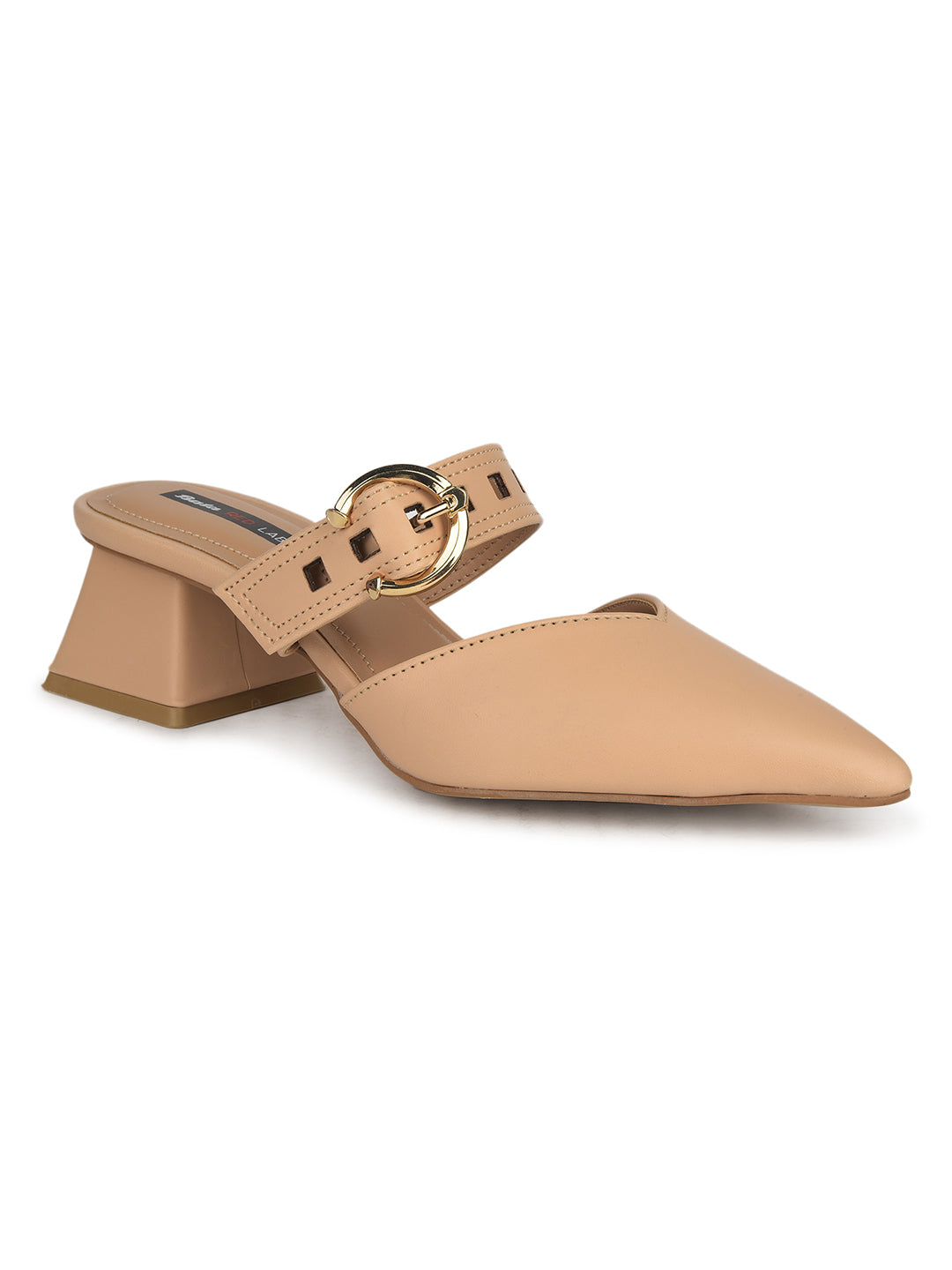 Bata Women Pointed Toe Block Heel Mule Sandal - Beige - View 1