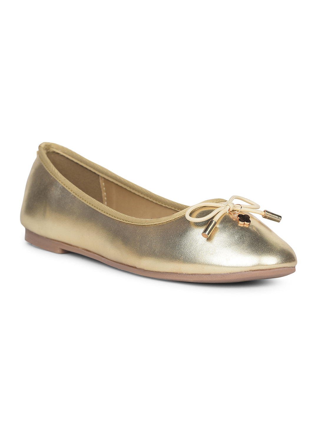 Bata Women Gold Casual Ballet Flat - Gold - View 1