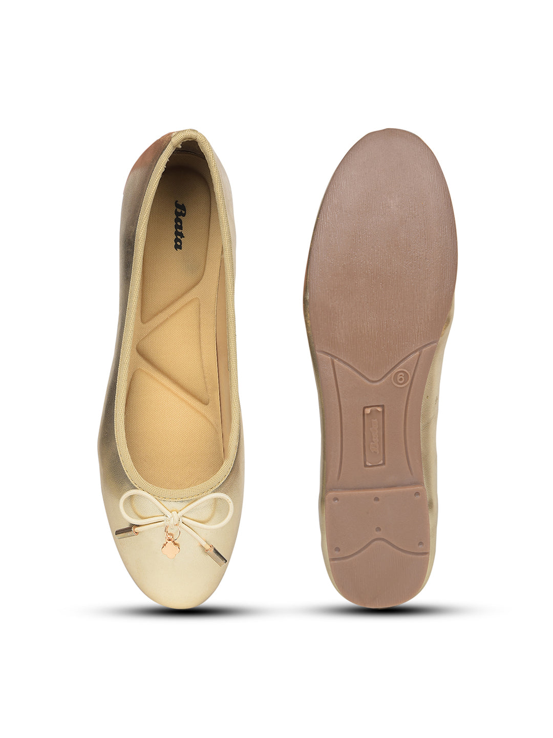 Bata Women Gold Casual Ballet Flat - Gold - View 4