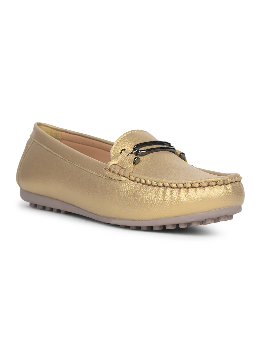 Bata Women Gold Casual Slip-on Loafers - Gold - View 1