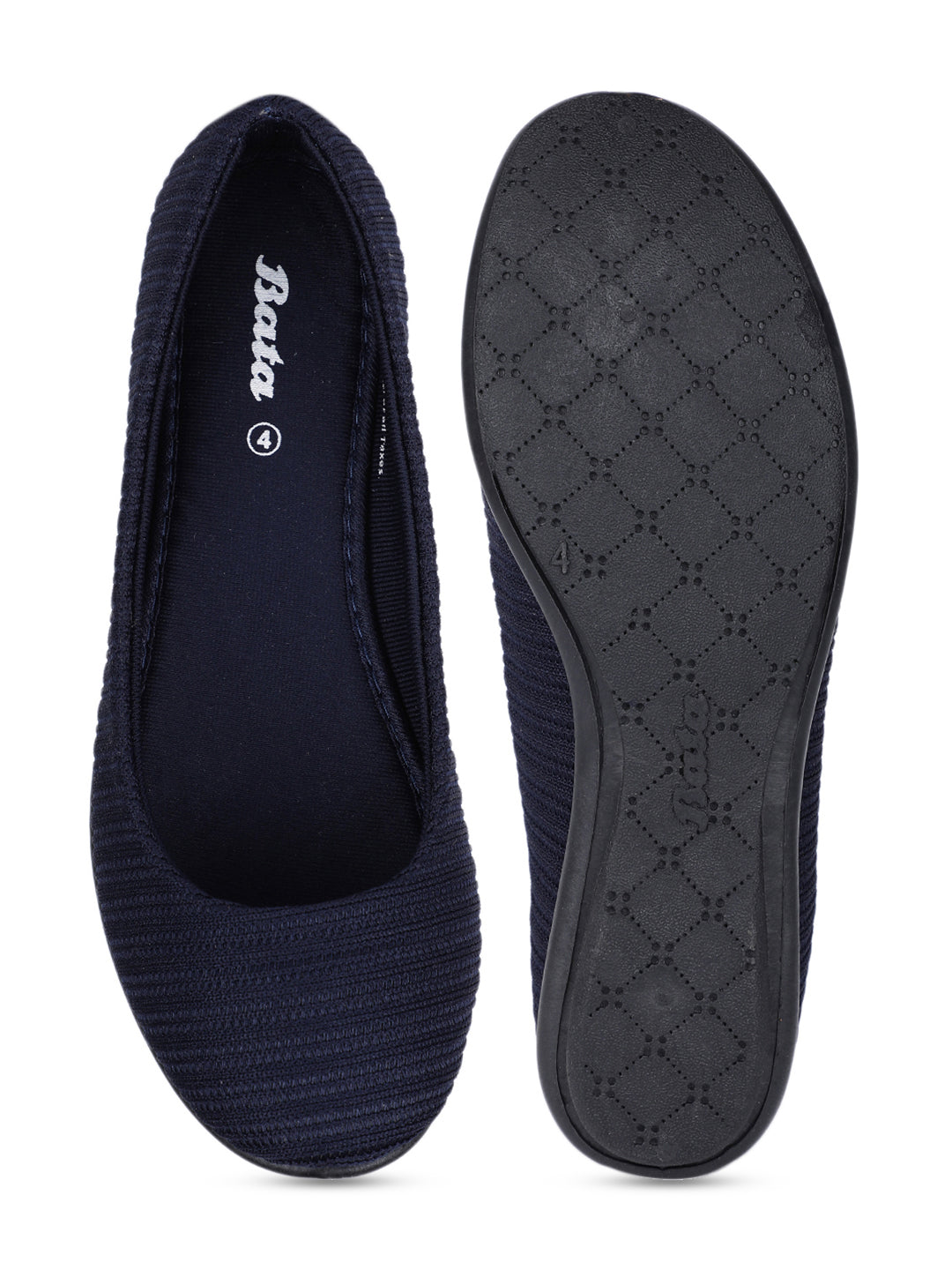Bata Women's Navy Flat Ballerina Shoes - Navy