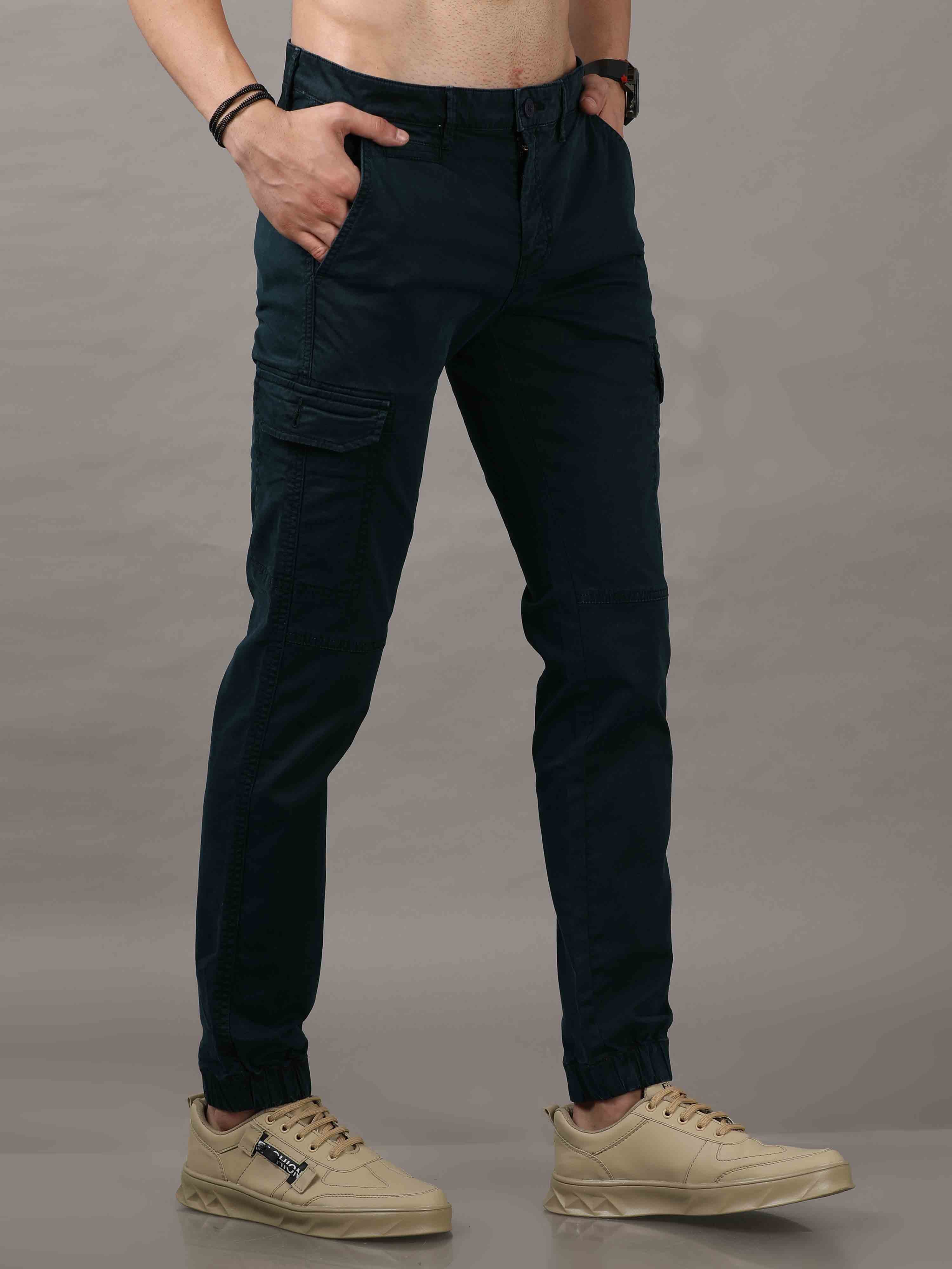 Men's Navy Cargos Pant Solid Casual Joggers