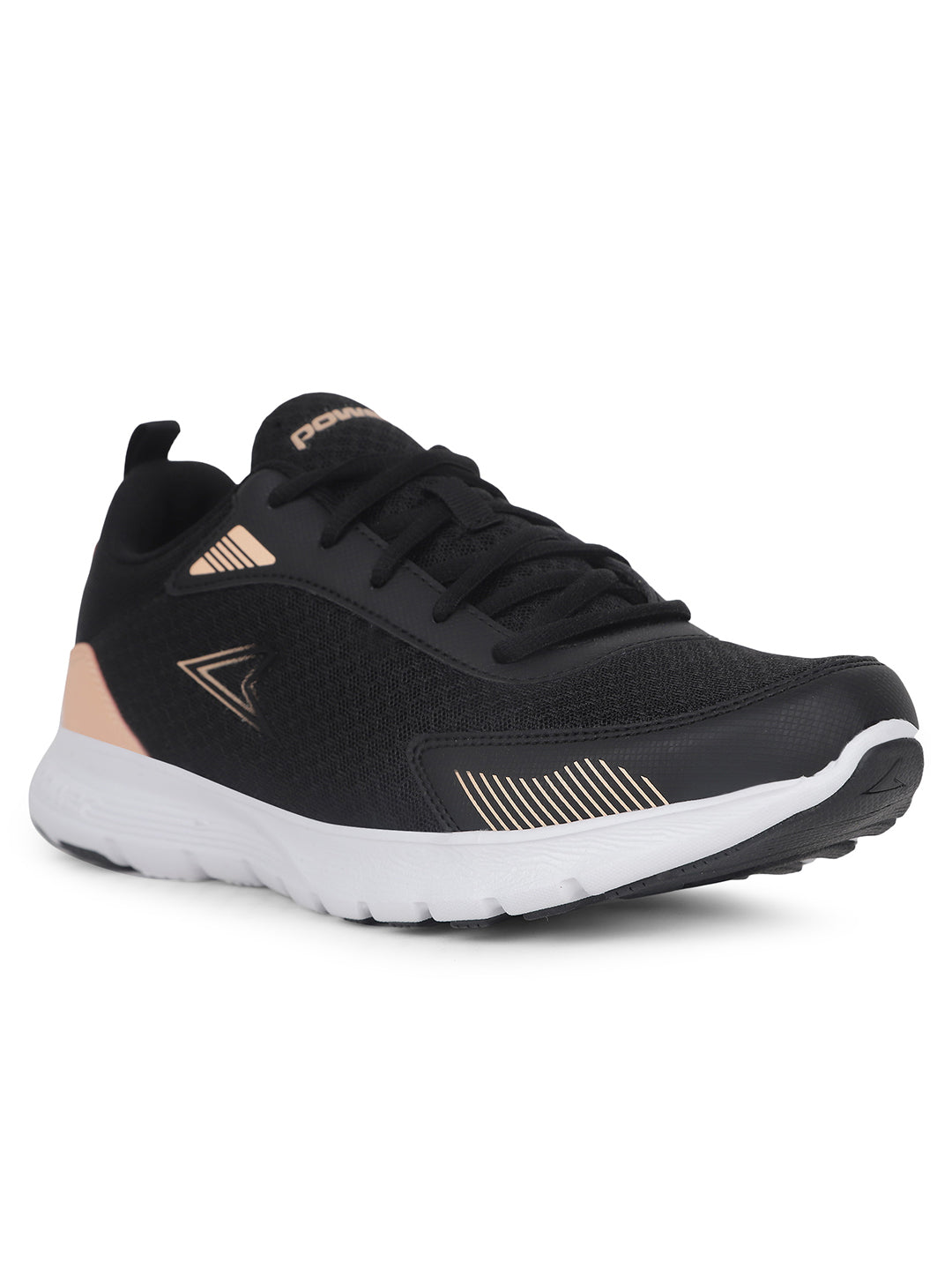 Power Women Black Lace-up Sports Shoes - Black - View 1
