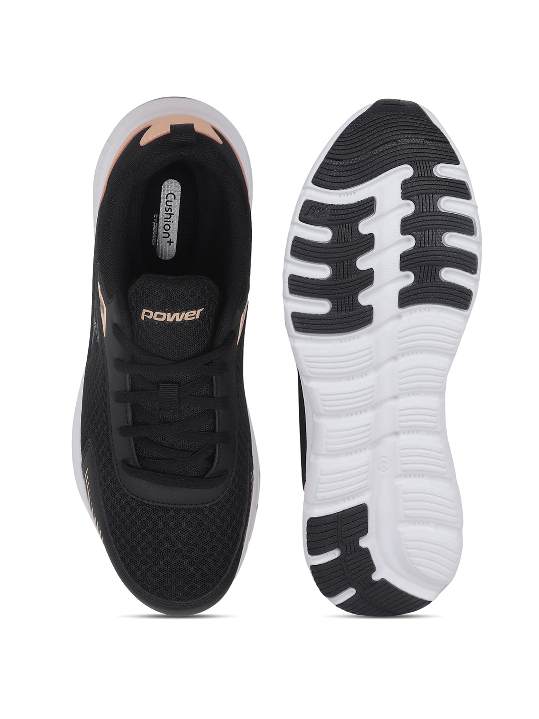 Power Women Black Lace-up Sports Shoes - Black - View 4