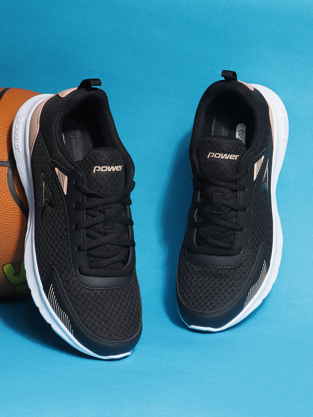 Power Women Black Lace-up Sports Shoes - Black - View 6