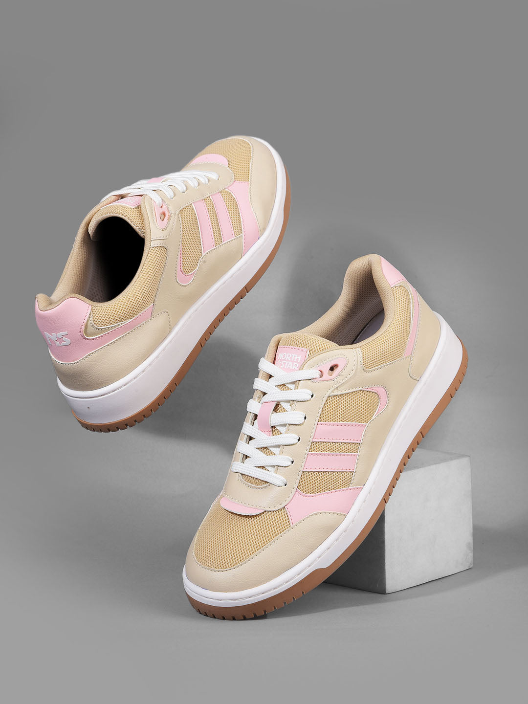 North Star Women Beige Casual Lace-up Sneakers - Beige - View 6