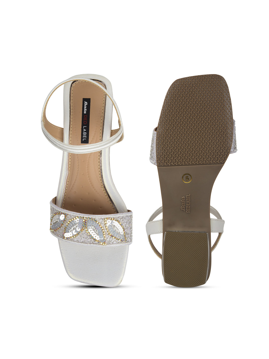 Bata Women Silver BackStrap Block Heel Sandal - Silver - View 4