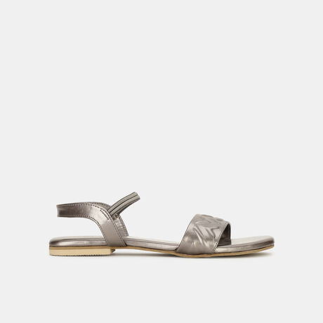 Bata Women Gunmetal Casual Flat Sandal