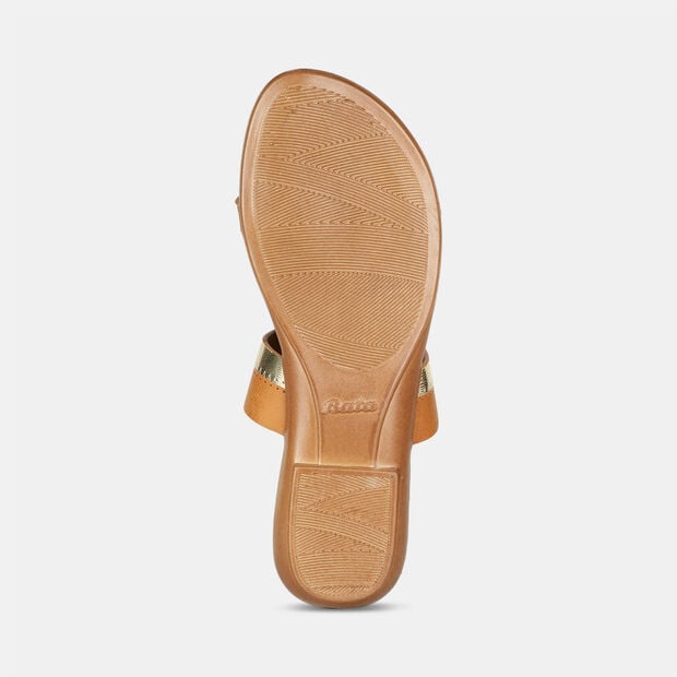Bata Women's Tan Casual Toe Ring Flats Bata
