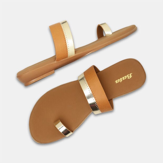 Bata Women's Tan Casual Toe Ring Flats Bata