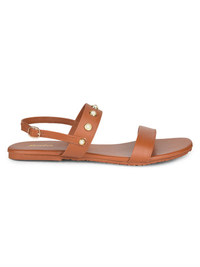 Bata Women's Tan Casual Flat Sandals - Tan