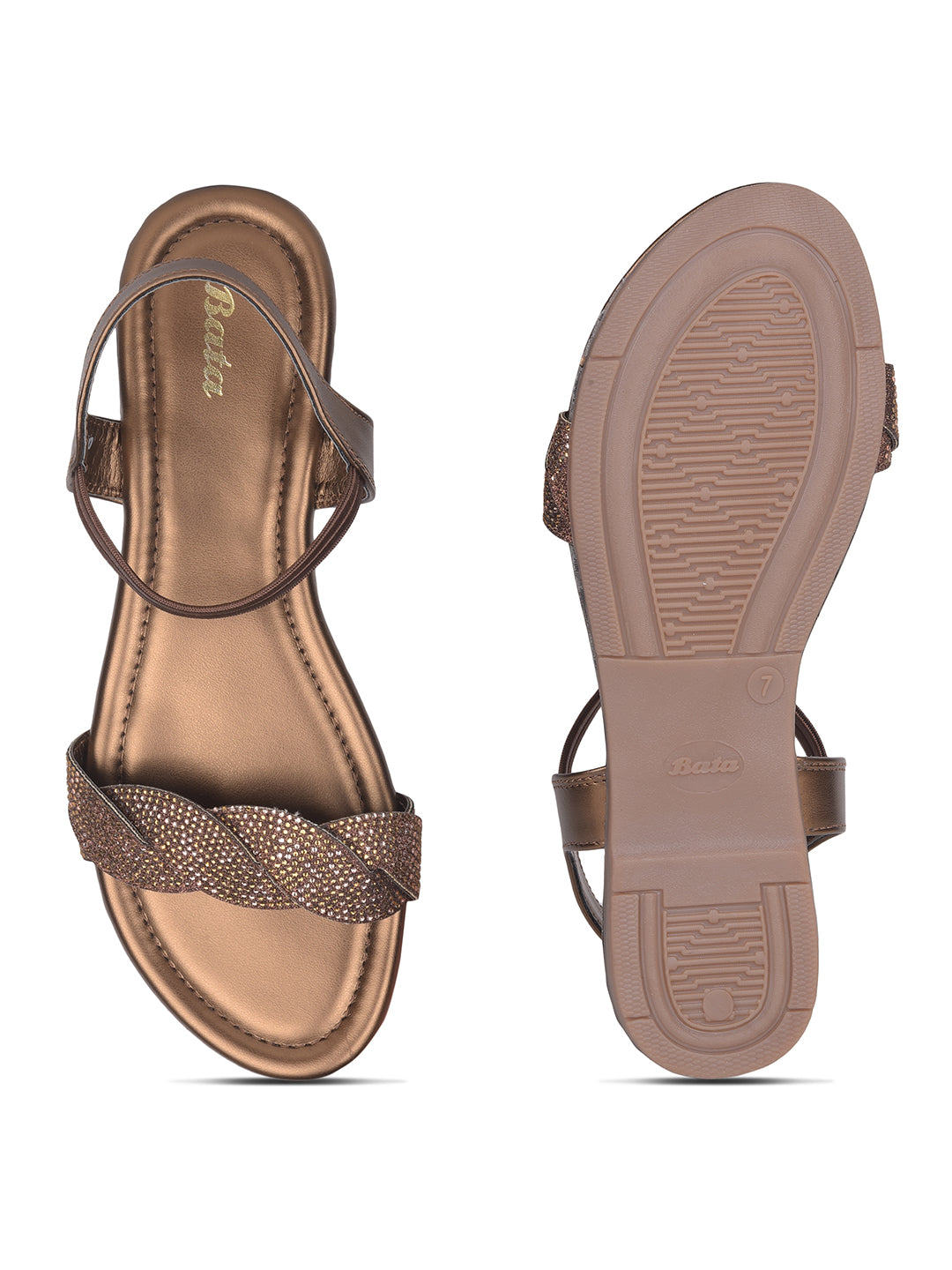 Bata Women Brown Casual Flat Sandal - Brown - View 4