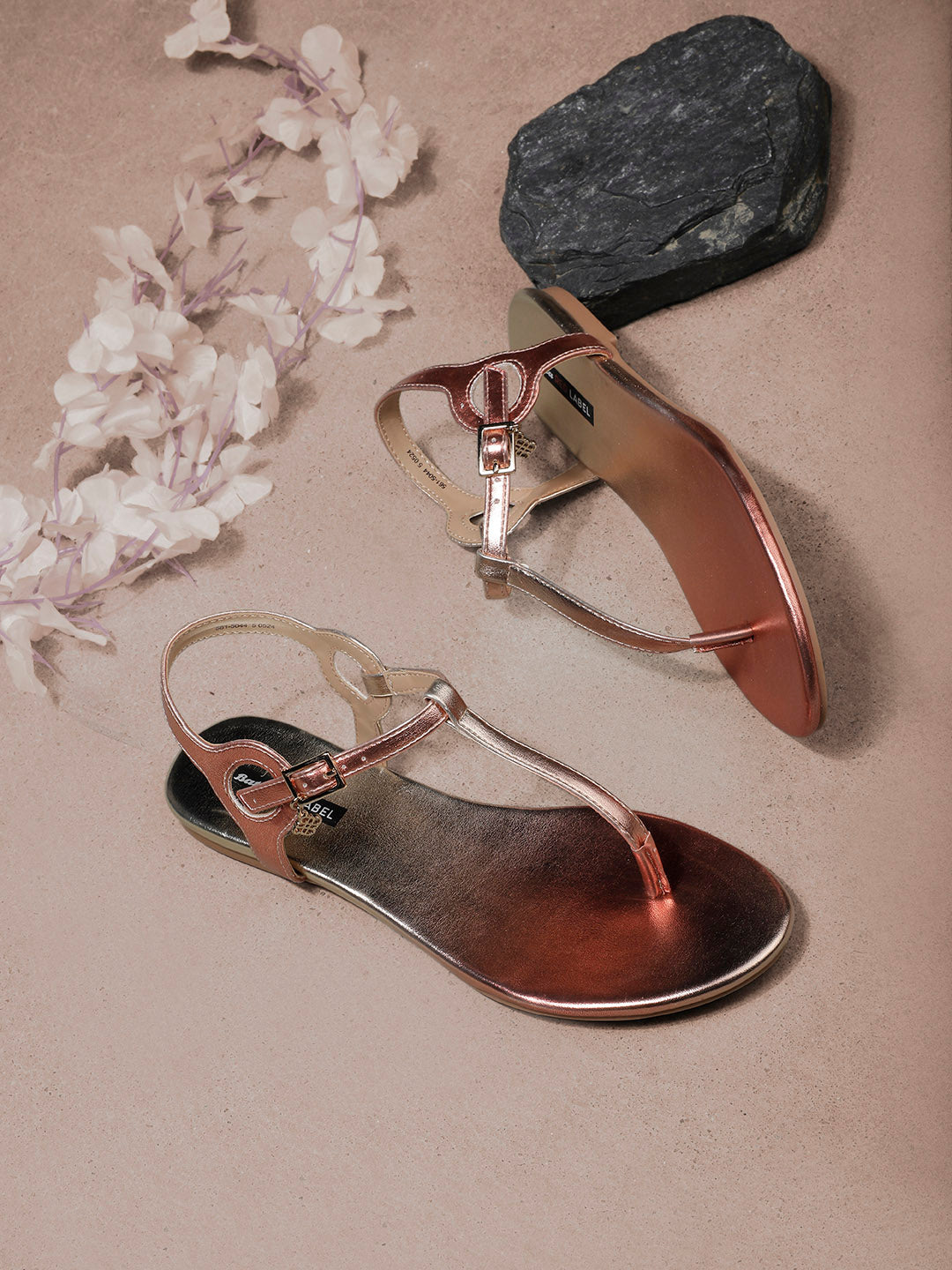 Bata Women Rose Gold T-Strap Flat Sandal - Rose Gold - View 6