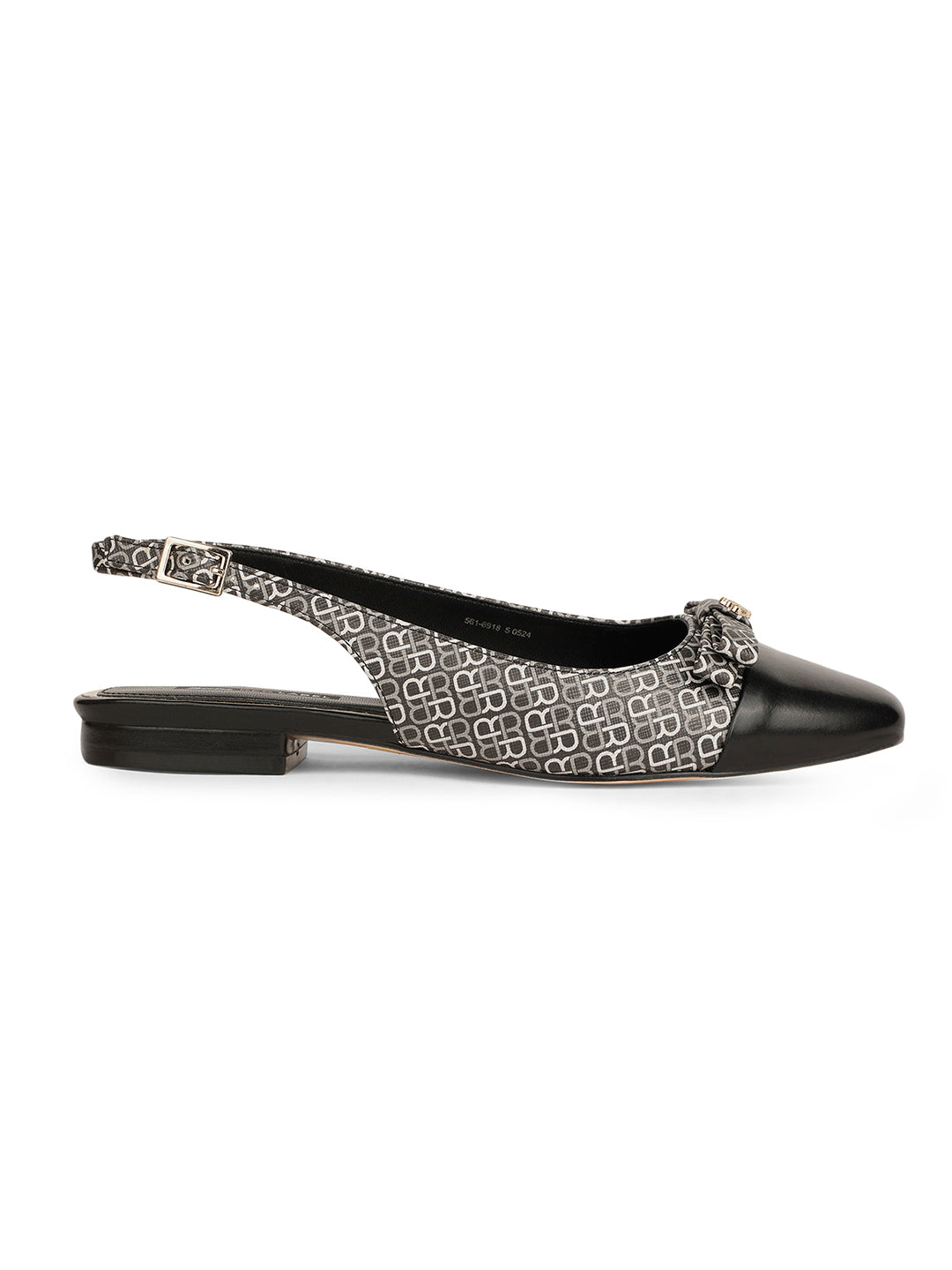 Bata Women Black Pointed-Toe Slingback Flat Sandal - Black - View 2