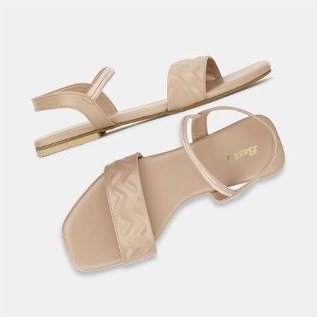 Bata Women Beige Casual Flat Sandal