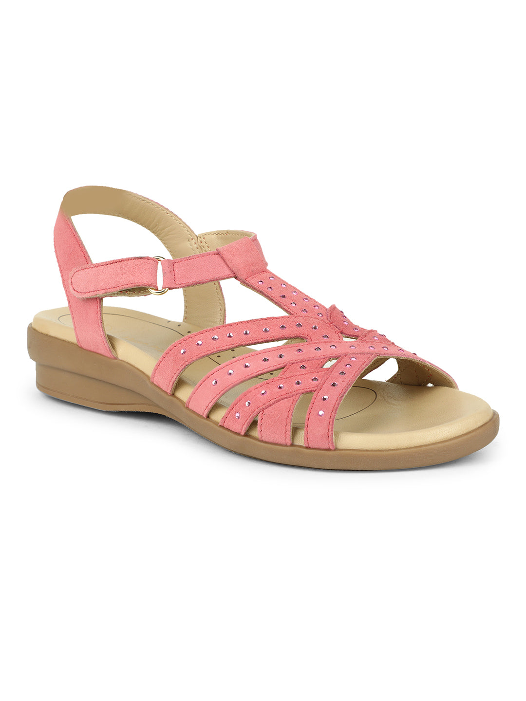 Hush Puppies Women Pink Hook and Loop Wedge Heel Sandal - Pink - View 1
