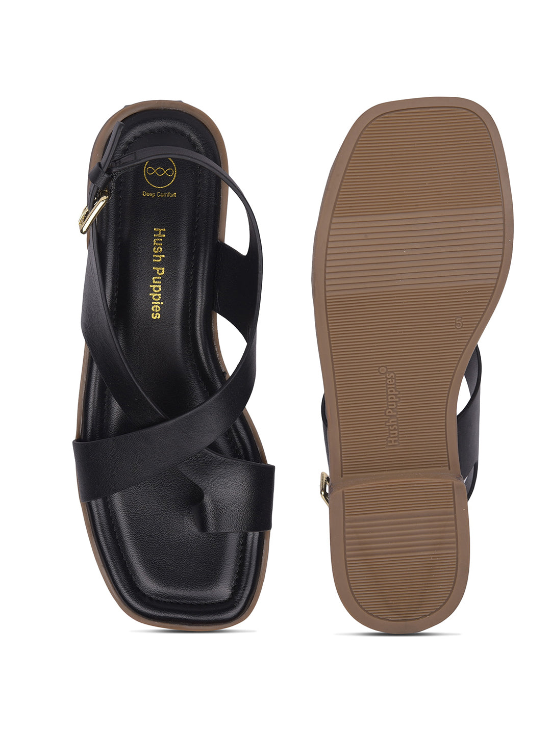 Hush Puppies Women Black Toe-Ring Wedge Heel Sandal - Black - View 4