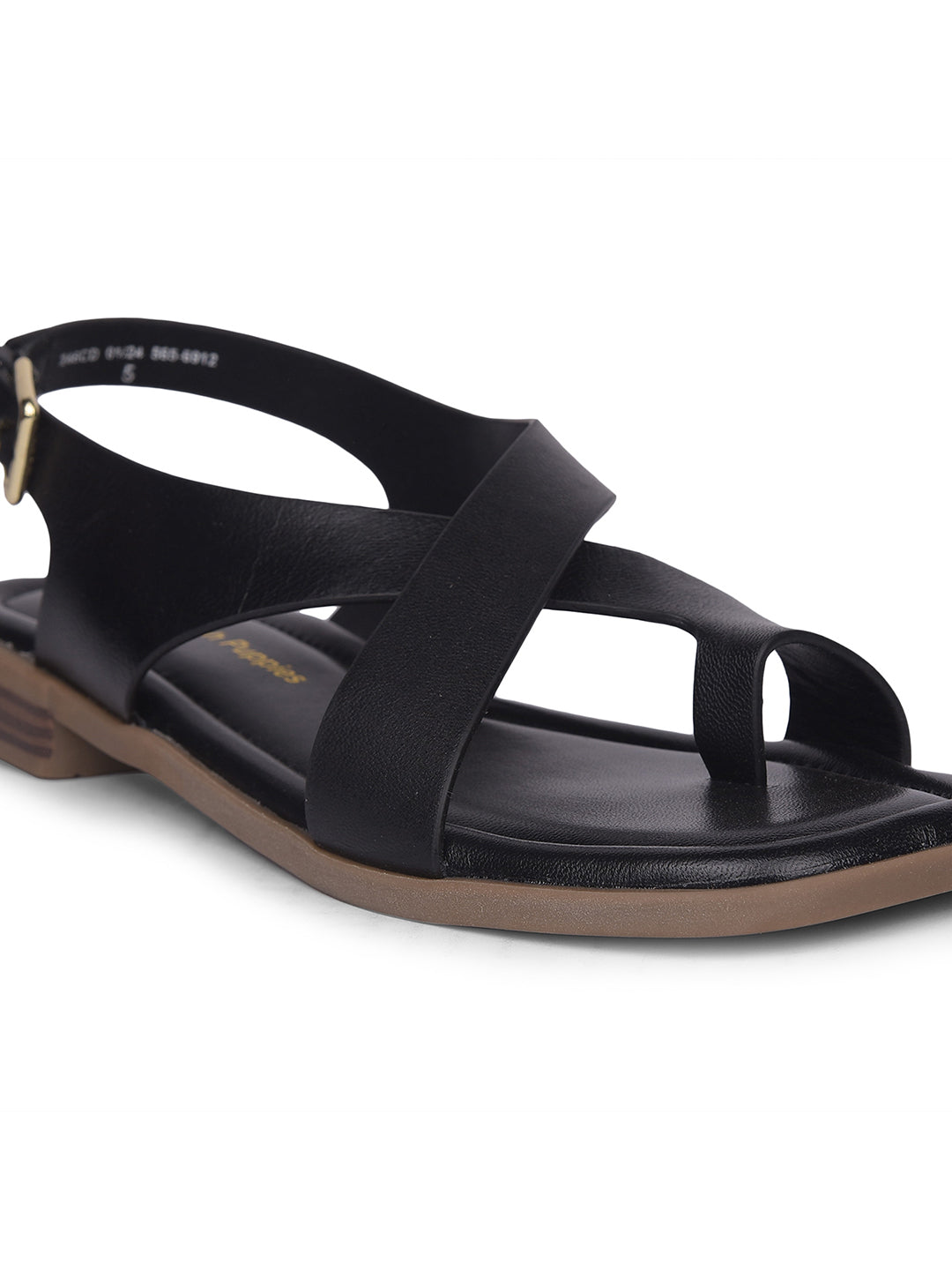 Hush Puppies Women Black Toe-Ring Wedge Heel Sandal - Black - View 5