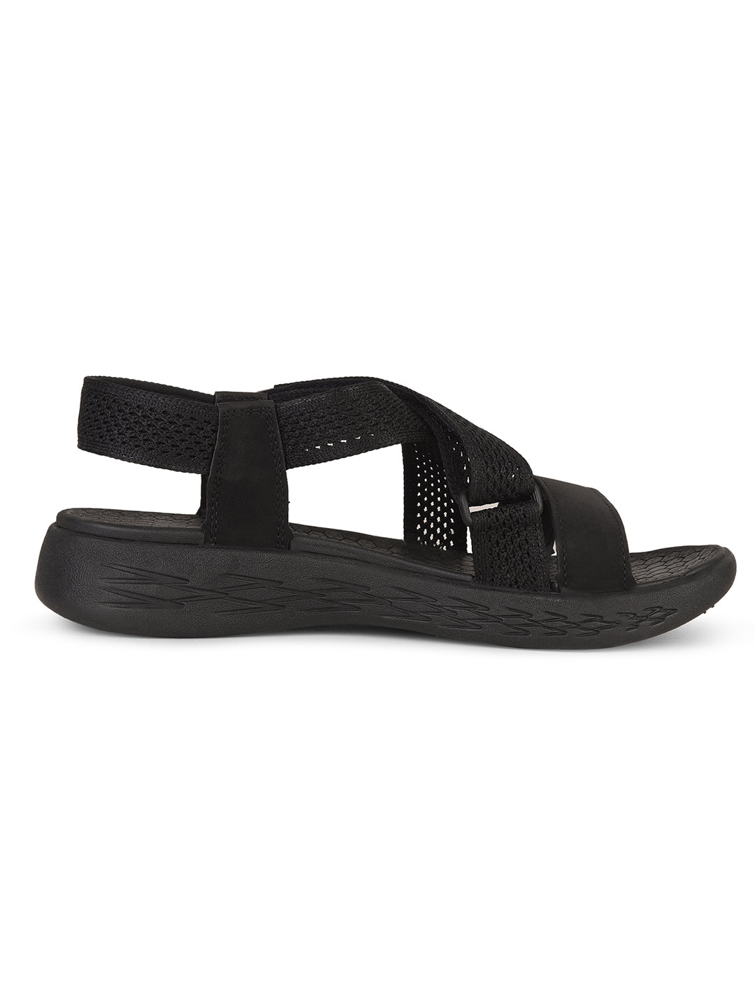 Power Women Black Casual Cross-Strap Sandal - Black - View 2