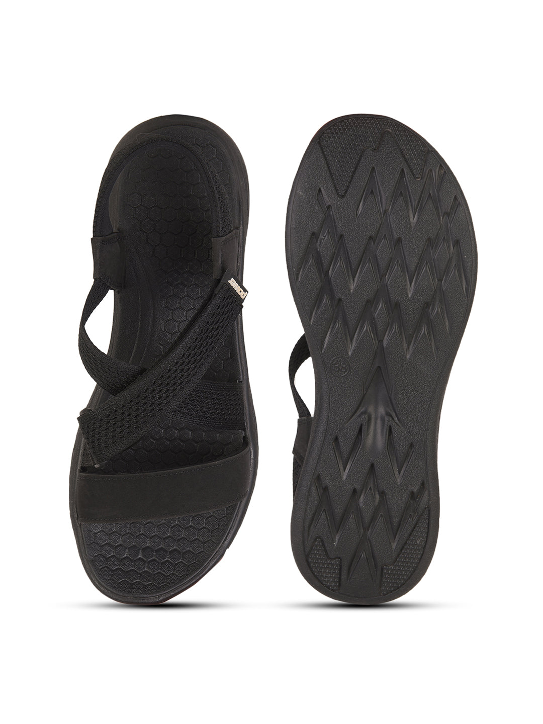 Power Women Black Casual Cross-Strap Sandal - Black - View 4