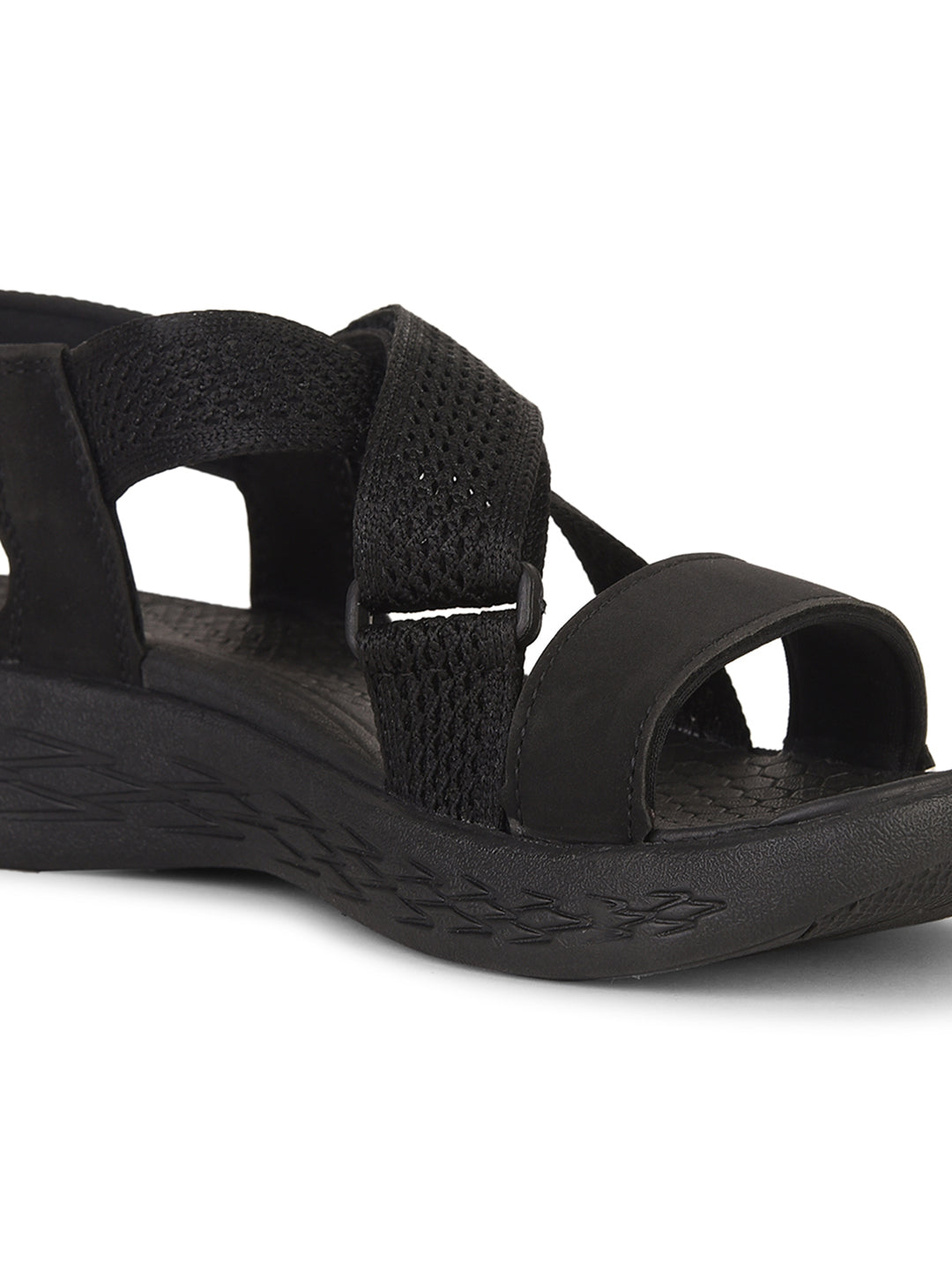 Power Women Black Casual Cross-Strap Sandal - Black - View 5