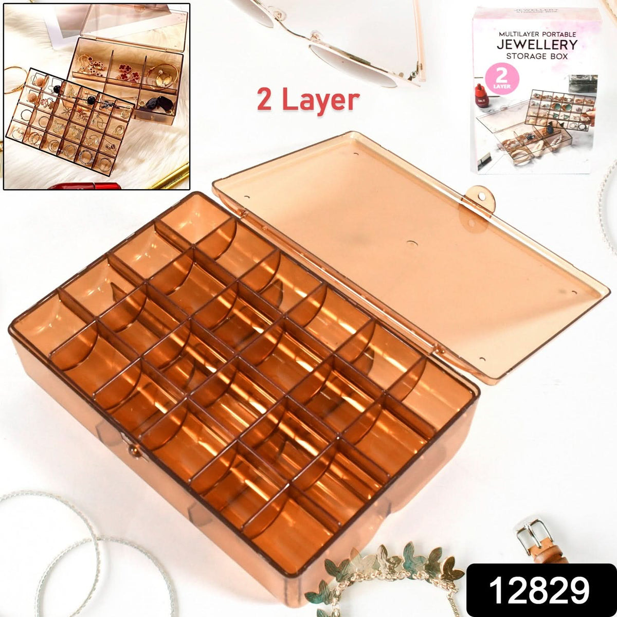 Acrylic 2-Layer Jewelry Organizer Box – 30 Compartments, Dustproof & Portable HP DD