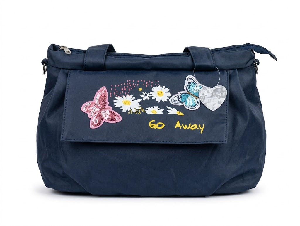 Buddy Cares Women Floral & Butterfly Embroidered Shoulder Bag | Adjustable Crossbody Strap – Navy Blue – view 4 – Buddy Cares