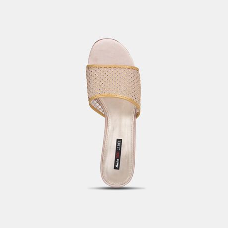 Bata Women Off White Block Heel Mule Sandal