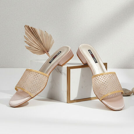 Bata Women Off White Block Heel Mule Sandal