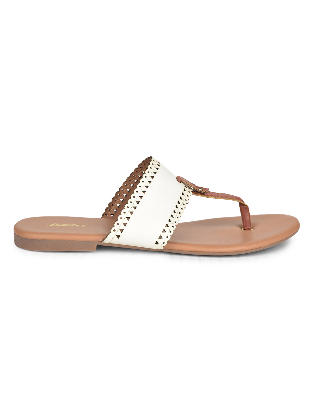 Bata Women's White T-Strap Flat Sandals - White