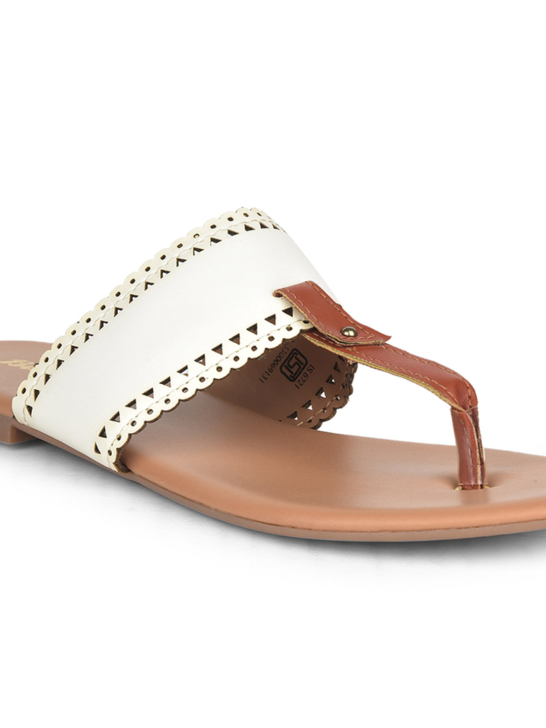Bata Women's White T-Strap Flat Sandals - White
