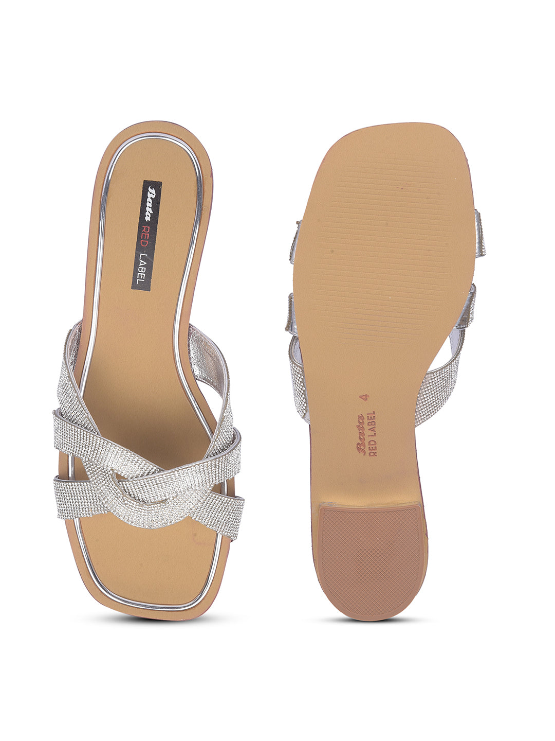Bata Women Silver Casual Mule Flats - Silver - View 4