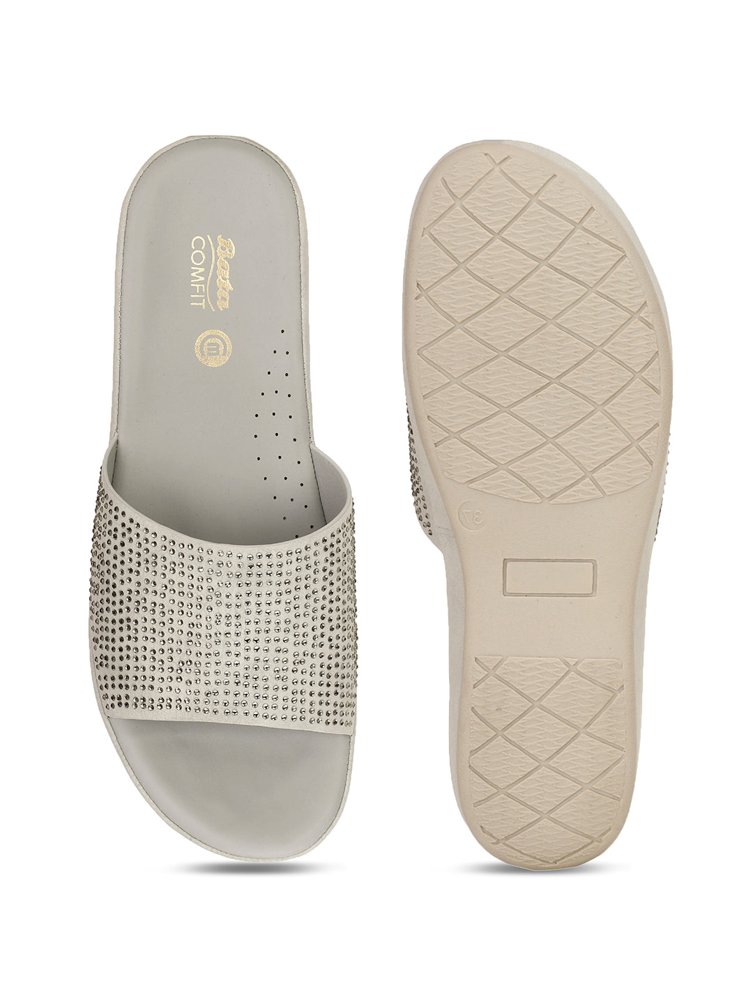 Bata Comfit Women's Grey Wedge Heel Mule Sandals - Grey