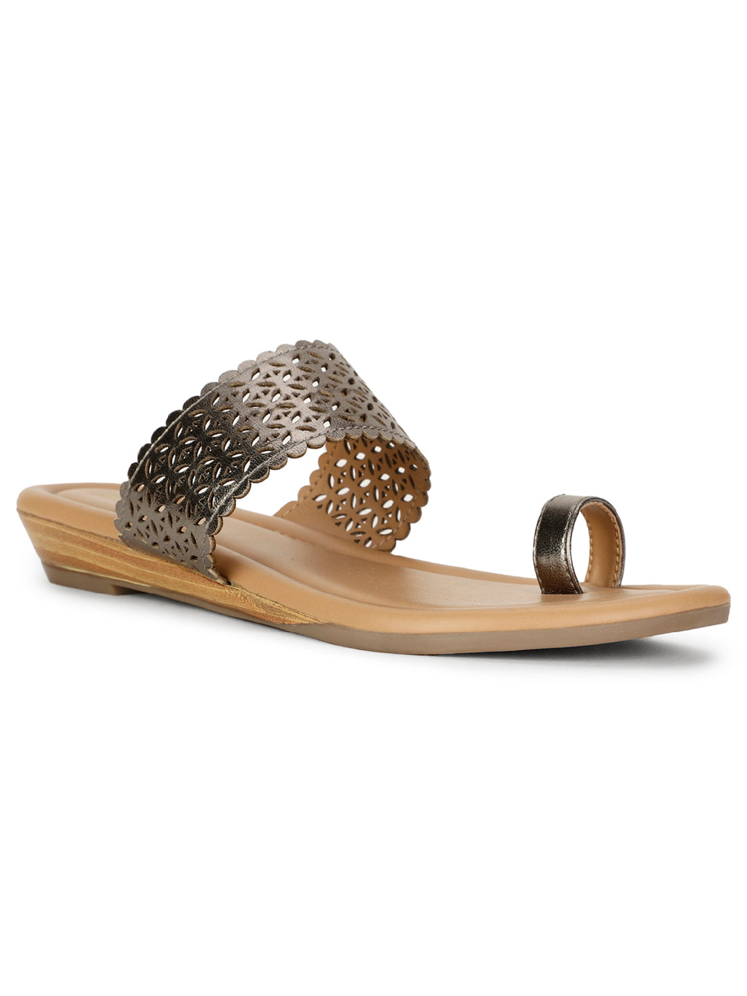 Bata Women Gunmetal Casual Toe Ring Flats - Gunmetal - View 1