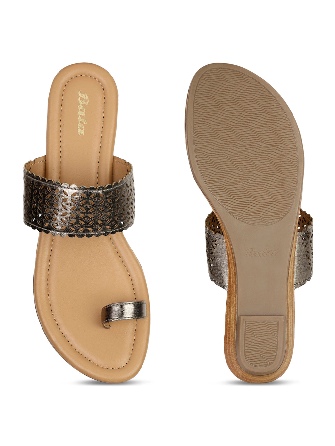 Bata Women Gunmetal Casual Toe Ring Flats - Gunmetal - View 4