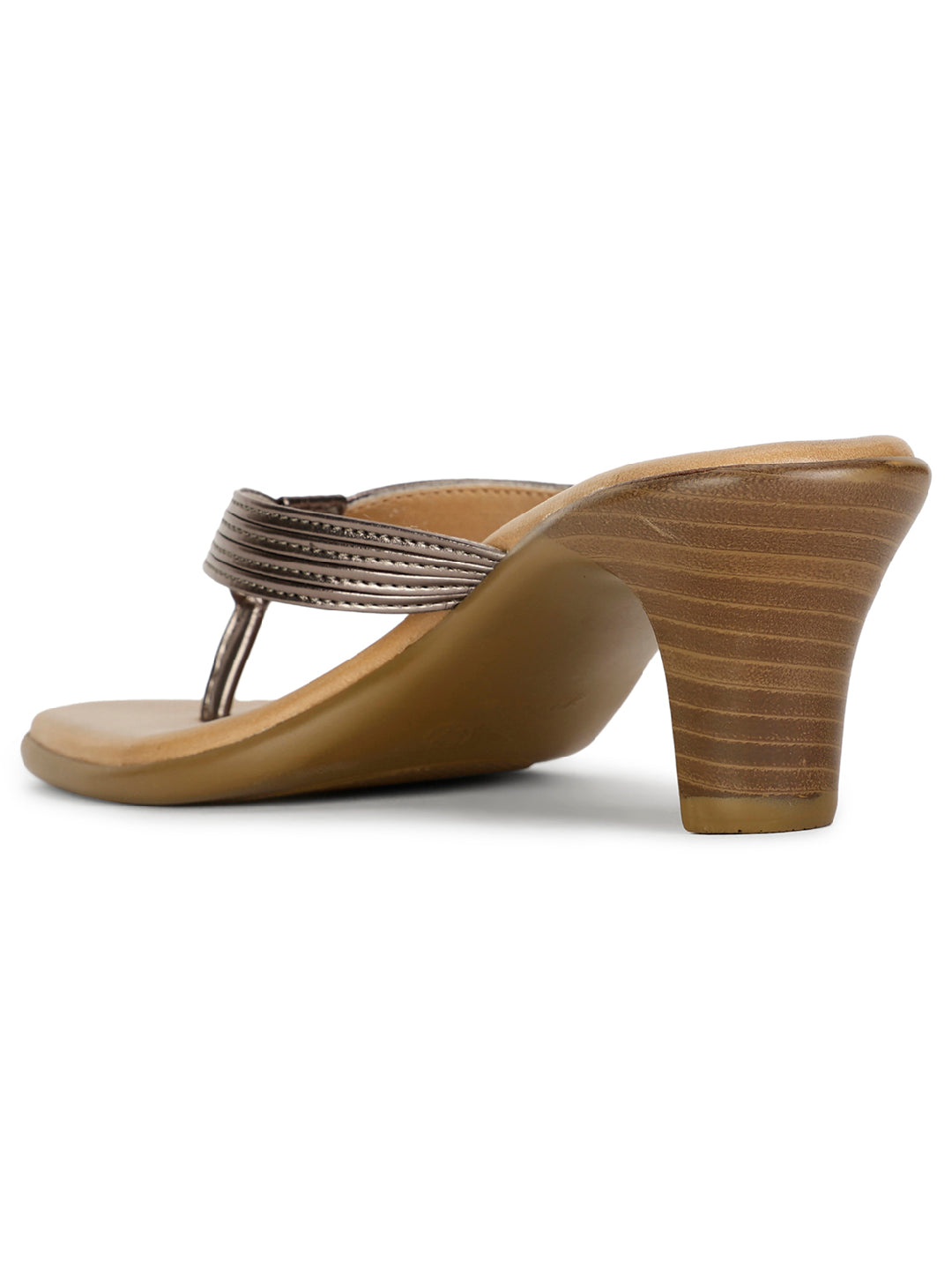 Bata Women Gunmetal Block Heel Thong Sandal - Gunmetal - View 3
