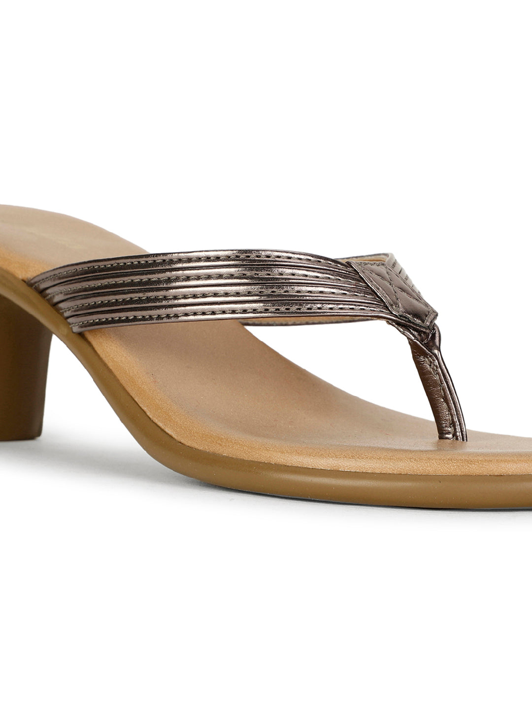 Bata Women Gunmetal Block Heel Thong Sandal - Gunmetal - View 5