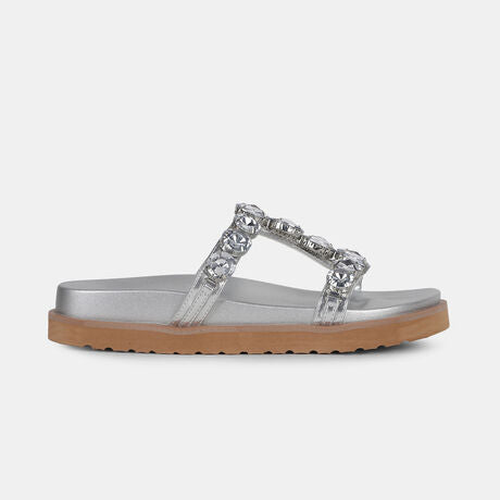Nine West Women Gunmetal Platform Heel Mule Sandal