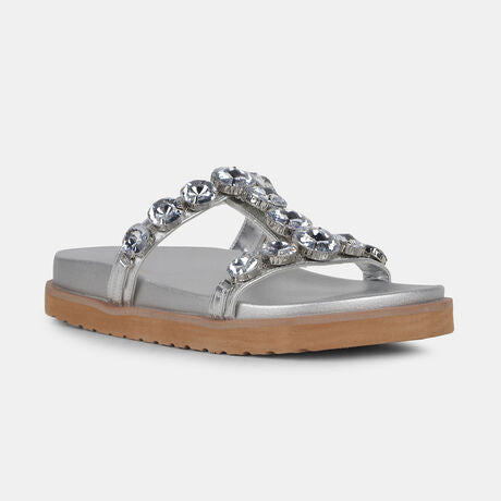 Nine West Women Gunmetal Platform Heel Mule Sandal